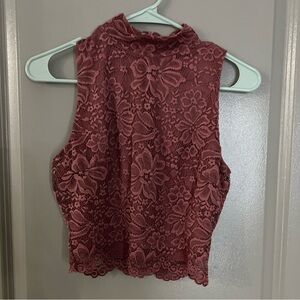 Forever 21 lace flower turtle neck halter top